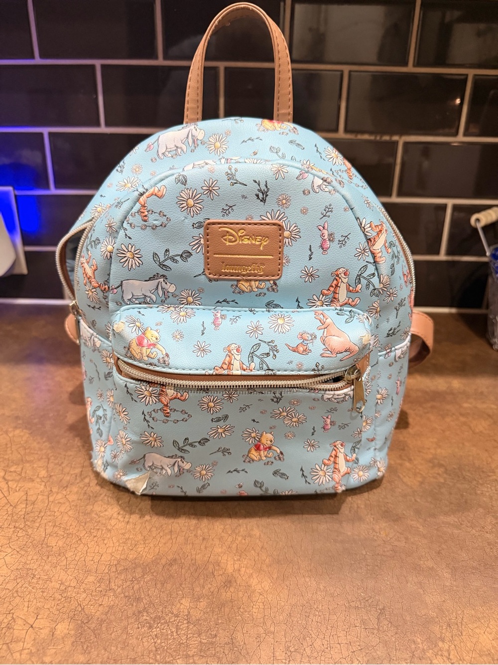 Loungefly Disney Winnie the Pooh Light Blue Floral Mini Backpack